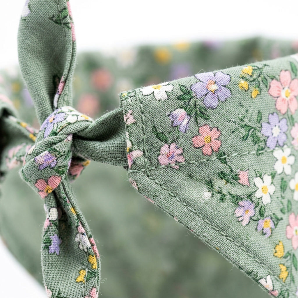Meadow Floral Dog Bandana – Sage Green Cotton, Pastel Floral Print, Tie-On