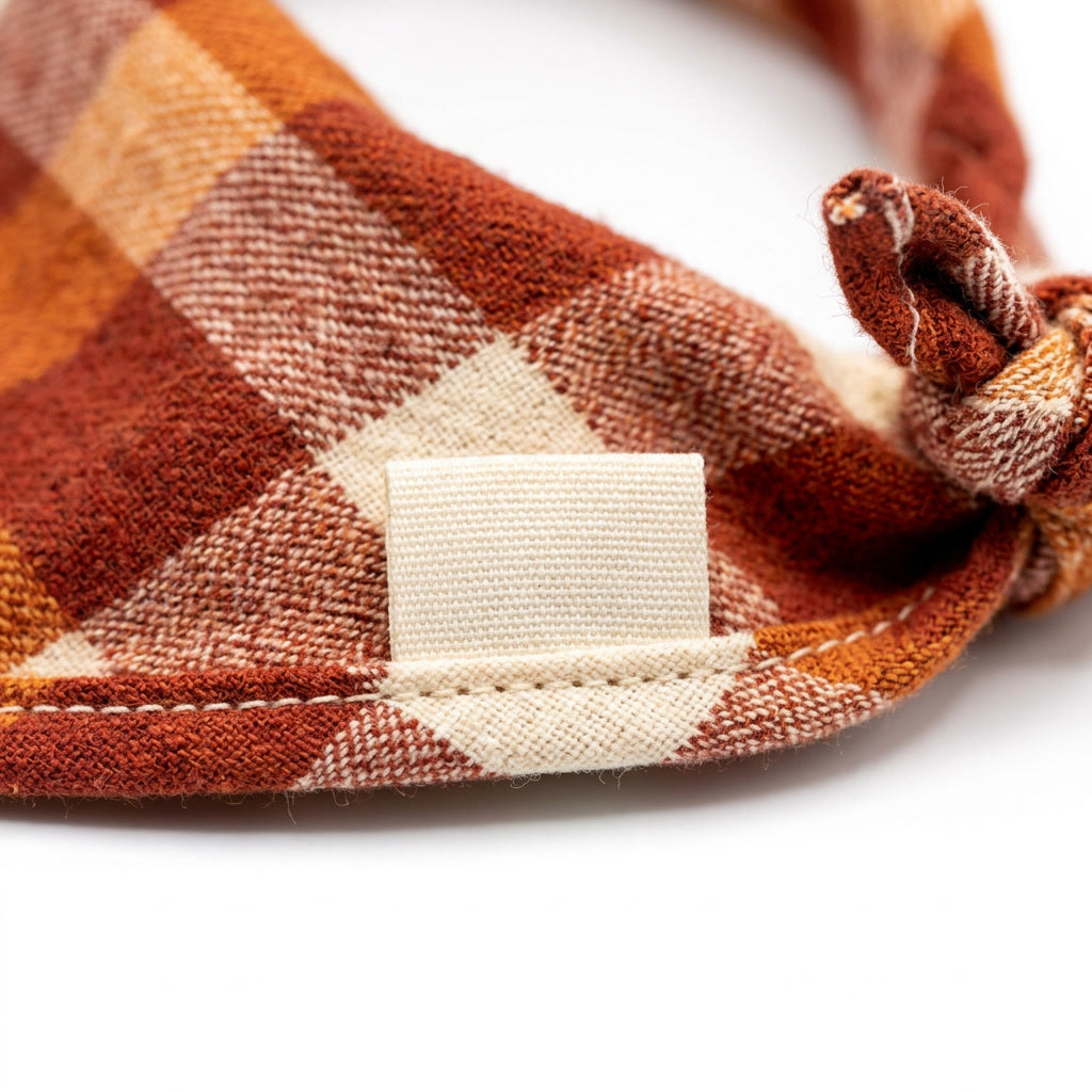 Sunset Plaid Dog Bandana – Red Buffalo Plaid Flannel, Tie-On
